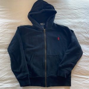 Polo Black Cotton-Blend-Fleece Hoodie for Boys